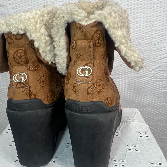 Guess Womens Tabloid Brown Wedges Ankle Boots Shoes 7 Medium - Picture 4 of 12